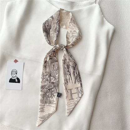 Women's Fashion Creative Letters Silk Scarf