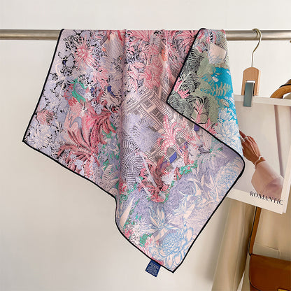 Tropical Jungle Double-color Silk Wool Square Scarf