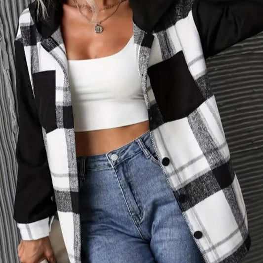 PlaidEase Hooded Button Coat