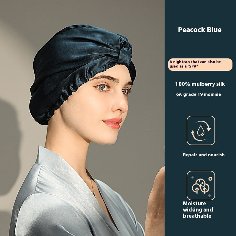 Home Silk Nightcap Women's Air-conditioned Room Mulberry Silk Sleep Anti-random Hair