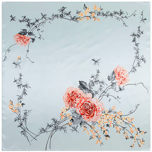 Ladies Floral Love Flower Silk Scarf