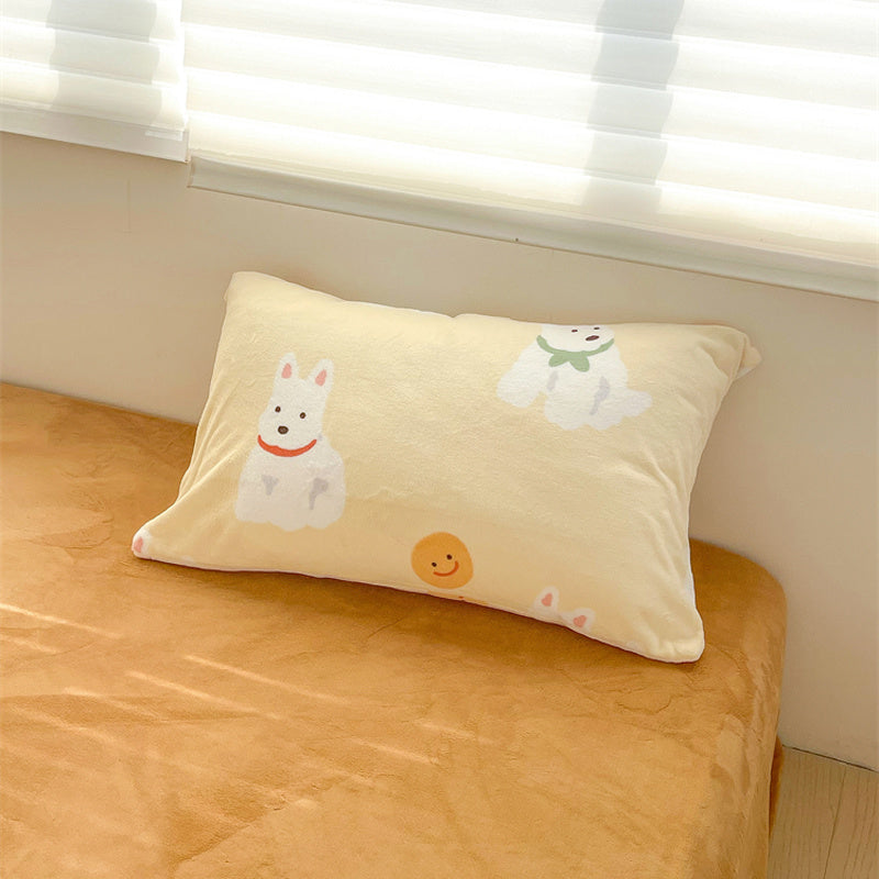 Dog Cream Velvet Pillowcase Plush Pillowcase Single Winter Cartoon Cute Animal