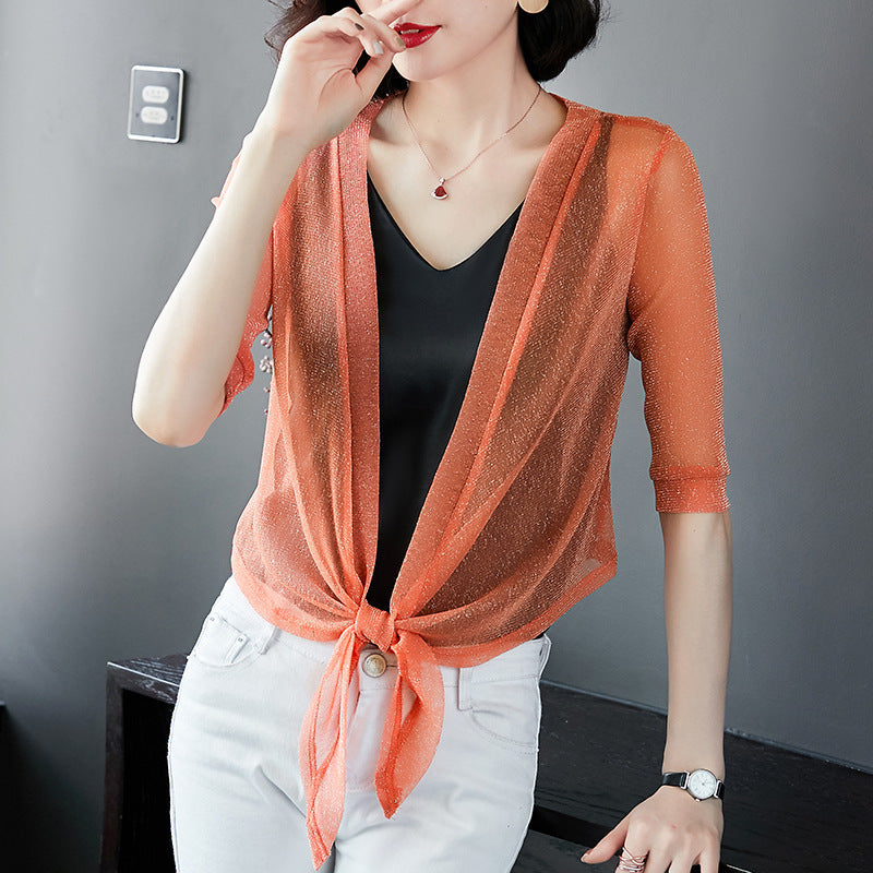 Mesh flash silk coat