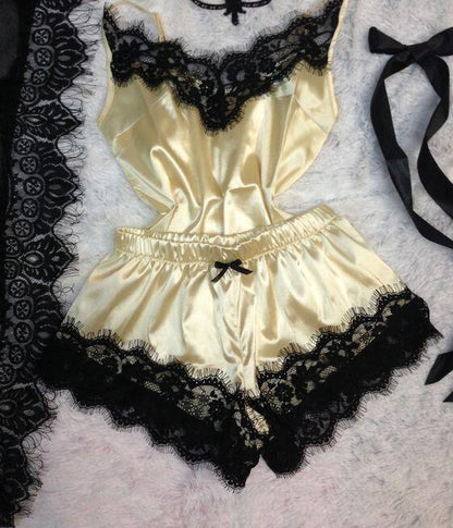 Simulated Silk Plus Size Home Underwear Suspenders Nightdress