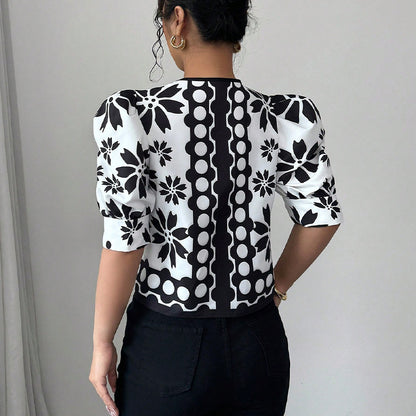 Été Fleur Lantern Sleeve Blouse