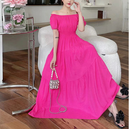 Off-neck Cotton Silk French Dress