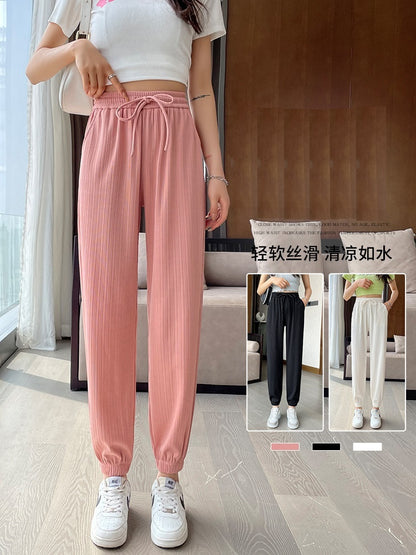 Ice Silk Sports Pants Women's Thin Loose Leggings Casual