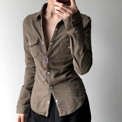 IndigoGrace™ Pleated Denim Shirt