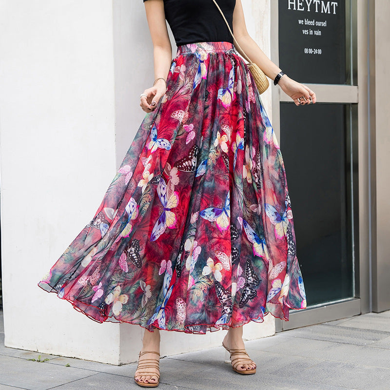 Chiffon square silk skirt