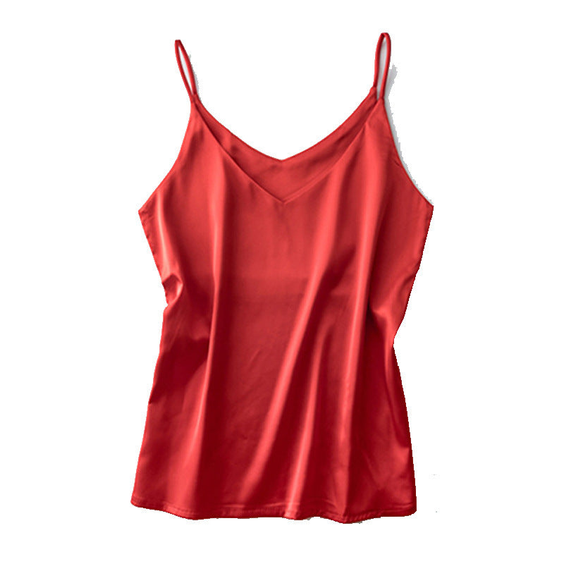 V-neck wear ice silk bottoming shirt