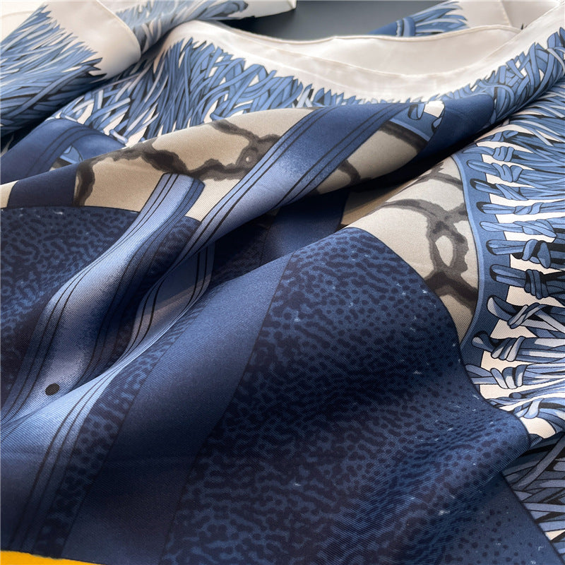 Fashion Luxury Silk Scarf Color Block Printed Twill Silk Large Kerchief