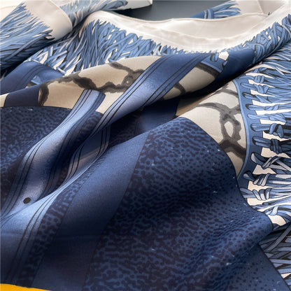 Fashion Luxury Silk Scarf Color Block Printed Twill Silk Large Kerchief