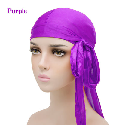 Silk Long Tail Turban Hat Silk Pirate Hat