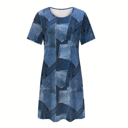 : Indigo Bloom Plus Denim Dress