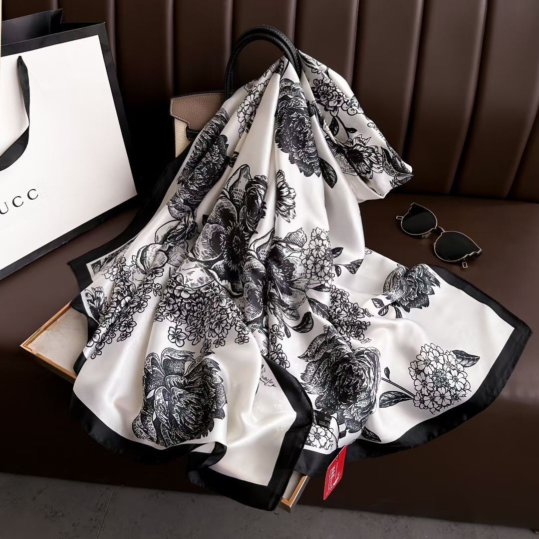 Spring And Summer New Silk Satin Sunscreen Scarf