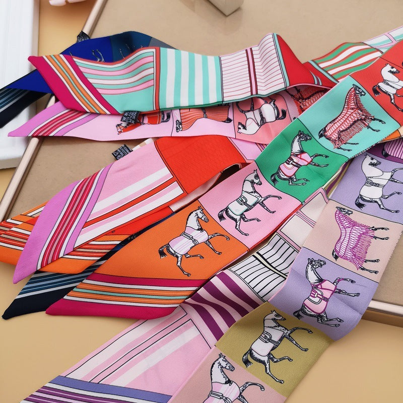 Women's Long Small Silk Neck Scarf