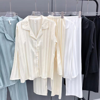 Imitated Silk Pajamas Women's Ice Silk Long Sleeve Loose Homewear