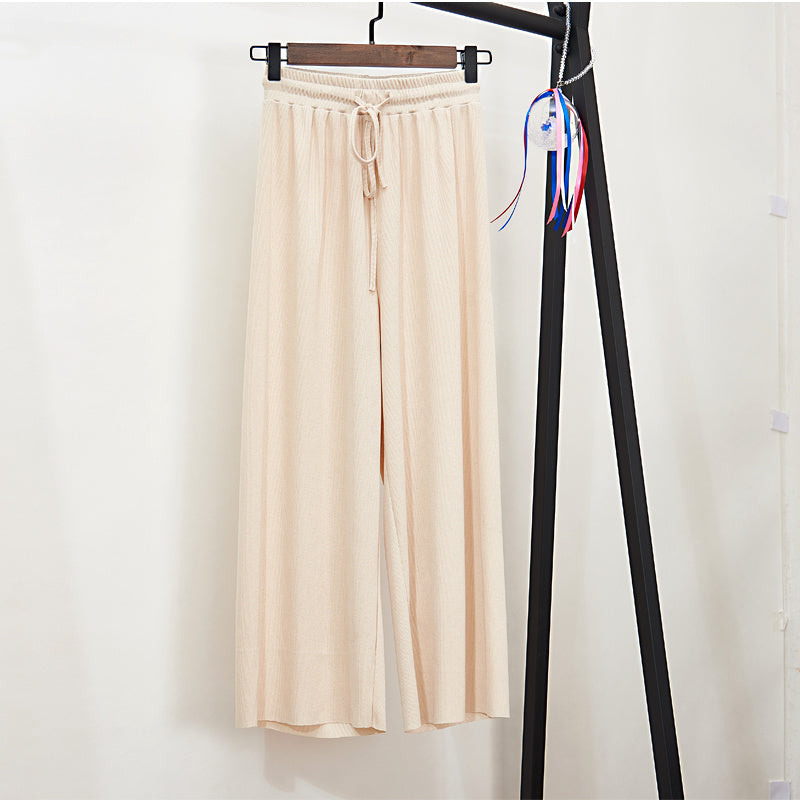 Ice silk high waist wide leg pants