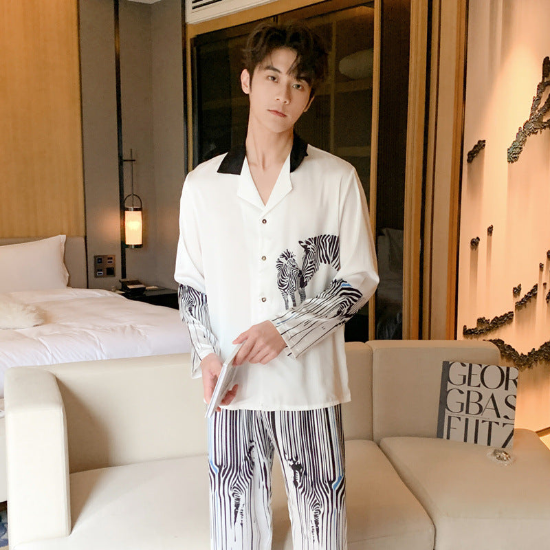 Ice Silk Printed Long Sleeved Pants