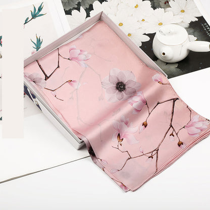 Spring Silk Crepe Satin Long Scarf