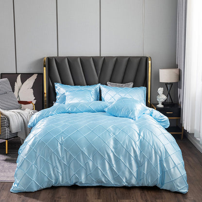 Three Pieces Of Home Ice Silk Satin Satin Cloth Checkered