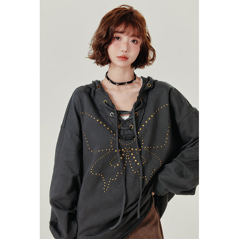 VintaLace Rivet Hooded Sweater