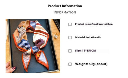Silk-like Horse Printing Fashion Scarf Warm Decoration Small Scarf Double-sided Scarf Hair Band For Women