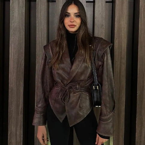 VintageEdge Faux Leather Coat