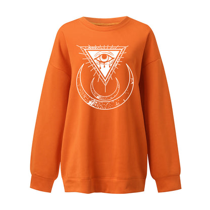 Moon's Third Eye Down Shoulder Fleece Sweater
