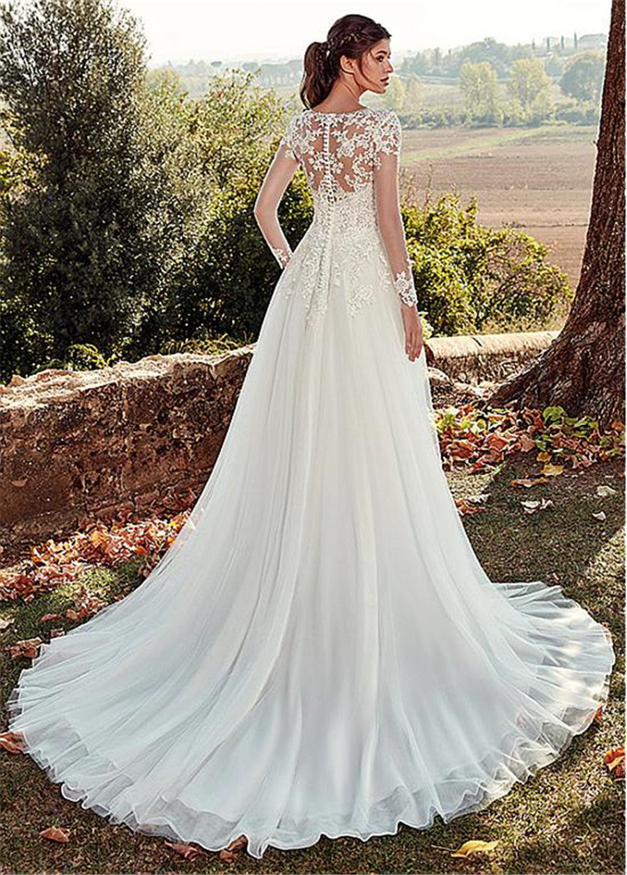 Serene Grace – Lace A-Line Cathedral Gown