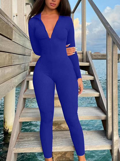 ZipEase Ribbed Jumpsuit