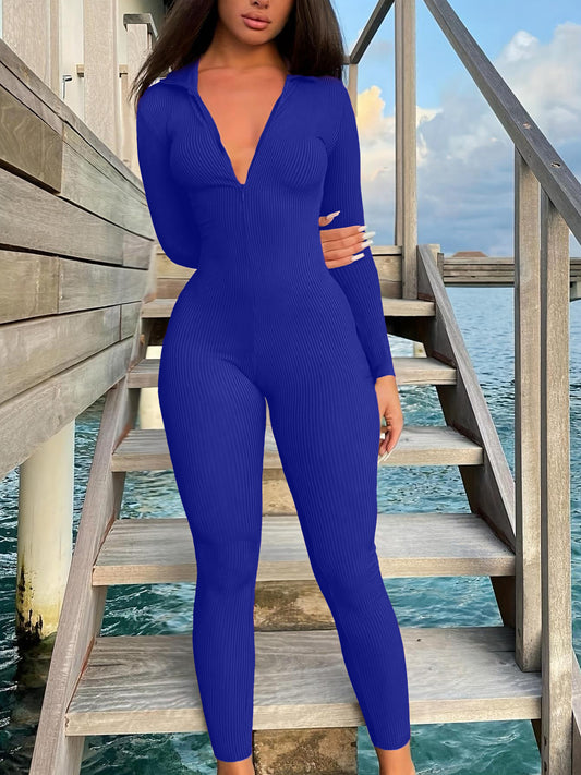 ZipEase Ribbed Jumpsuit
