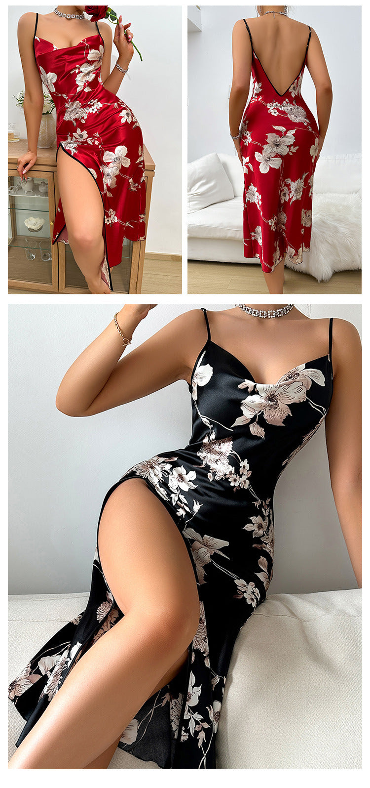 Women's Pajamas Ice Silk Sleeveless Slip Nightdress