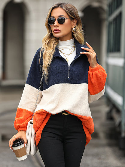 VelvetStripe Patchwork Pullover
