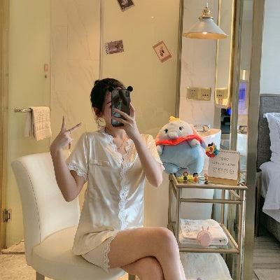 Ice silk short sleeve two-piece suit