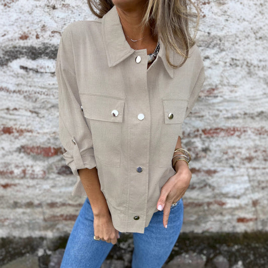 ChicAura Rolled-Sleeve Knit Jacket