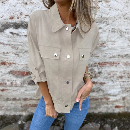 ChicAura Rolled-Sleeve Knit Jacket