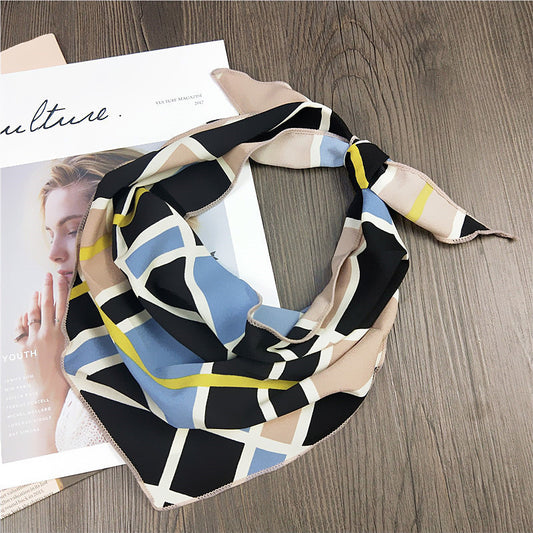 Decorative Printed Triangle Small Silk Scarf
