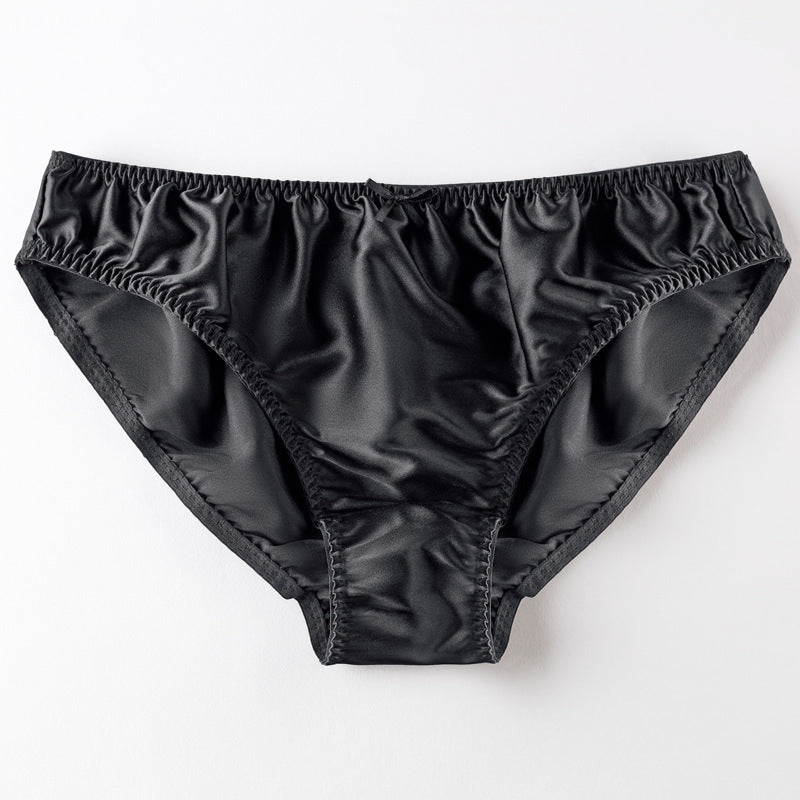 Women's Simple Small Bowknot Solid Color Silk Briefs