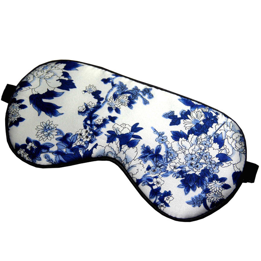 Increase Thicker 100 Silk Sleep Mask Silk Eye Mask Silk Eye Mask Blue And White Porcelain