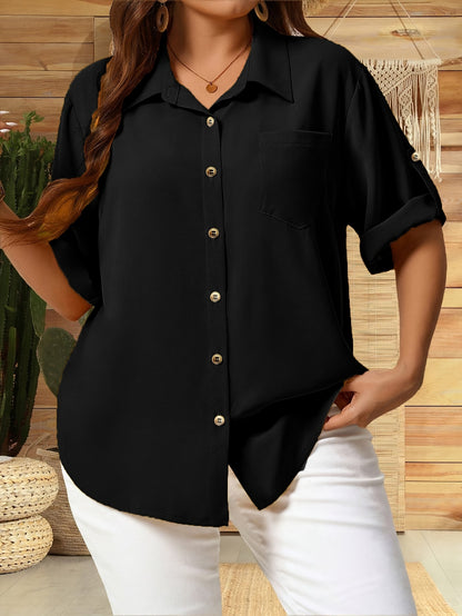 Breezelane Button Collar Blouse