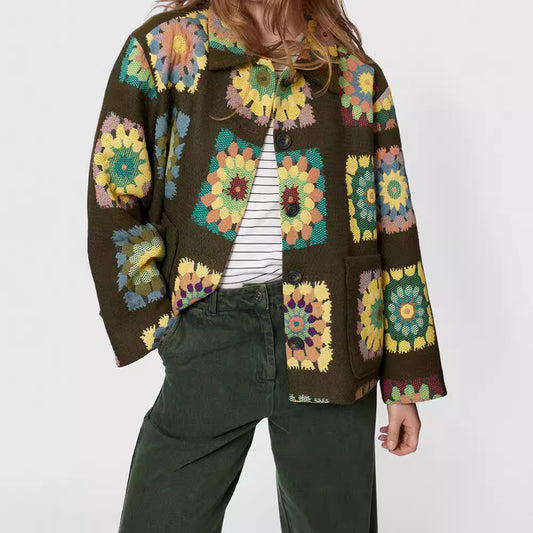 VerdeBloom Printed Lapel Coat