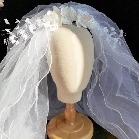 Vintage Port Style Silk Flower Beaded Bridal Headdress