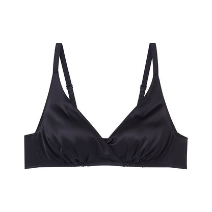Double-sided Gathering Bra Frameless Bright Silk Underwear