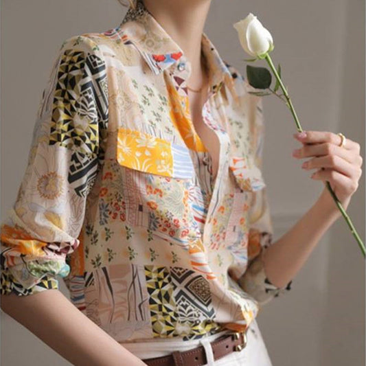 Women's All-match Casual Mulberry Silk Long-sleeved Shirt