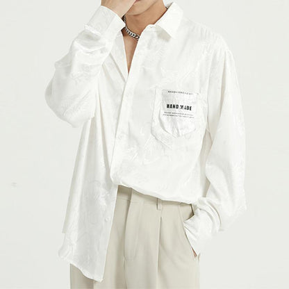 Fall New Style Chinese Dragon Embossed Men's Silk Shirt