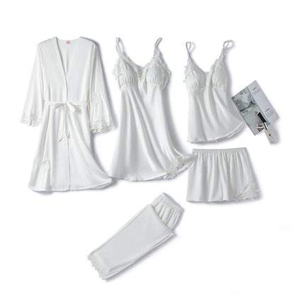 Summer Ice Silk Ladies Nightgown With Chest Pad