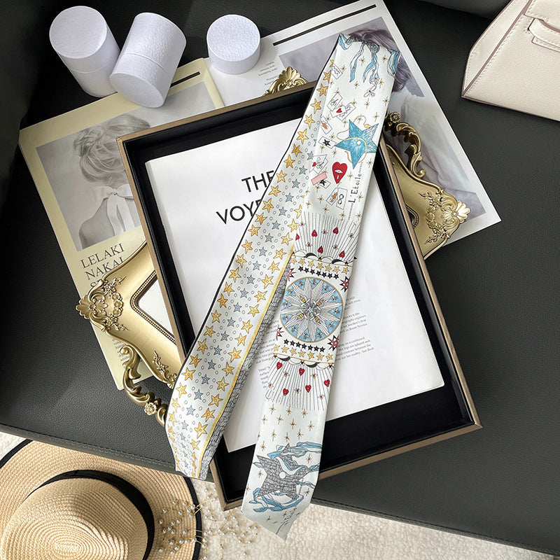 Silk Scarf Arm Bag Ribbon Thin Narrow Long Hair Band Decoration Small Scarf