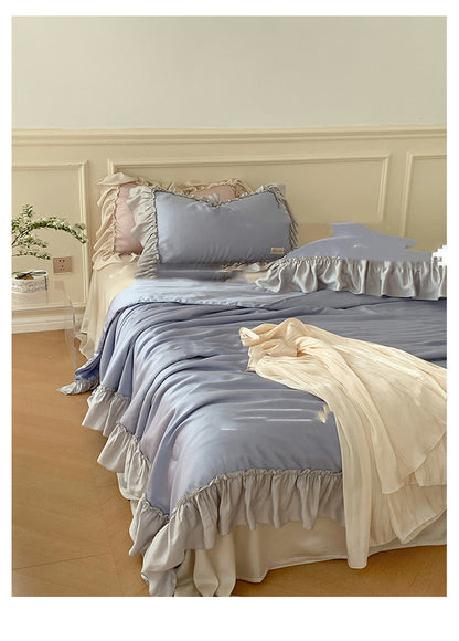 French Lotus Leaf Girl Ins Ice Silk Four-piece Set
