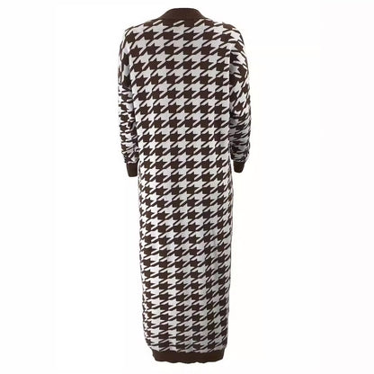 ZahraCheck Houndstooth Wool Cardigan